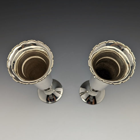 1909 British Antique Sterling Silver Medium Vase Pair 341g